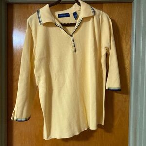 Karen Scott 100% Cotton 3/4 Sleeve Polo Sweater Size Large Made in Australia